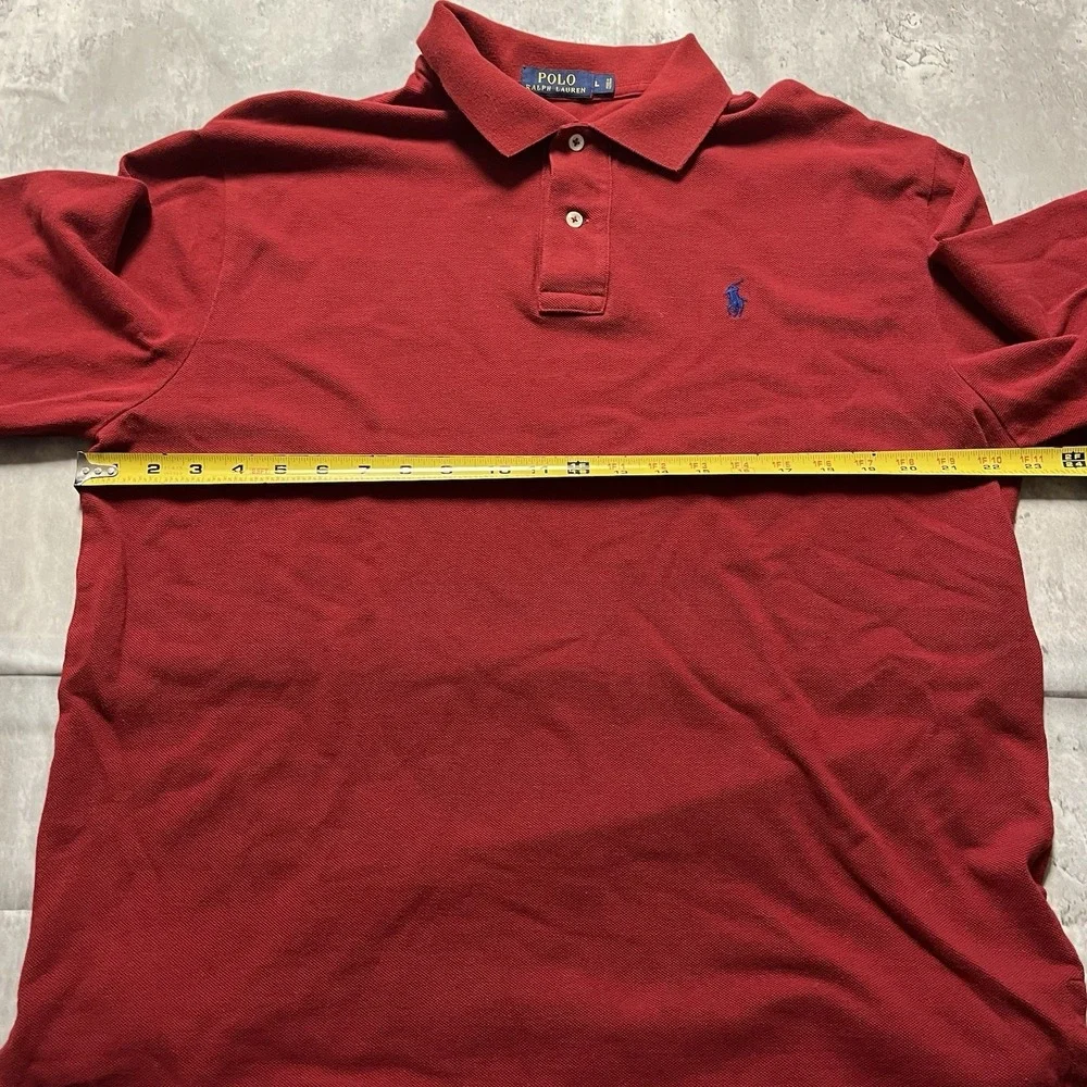 Polo Ralph Lauren Long Sleeve Red Button Polo - 100% Cotton - W/ Pony Mens Large - Picture 5 of 9